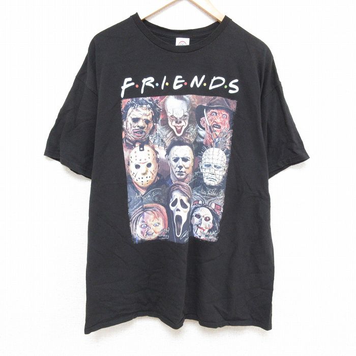 XL★古着 半袖 Tシャツ メンズ フレンズ ジェイソン ヘルレイザー 大きいサイズ コットン クルーネック 黒 ブラック 【spe】 25jul07 中古
