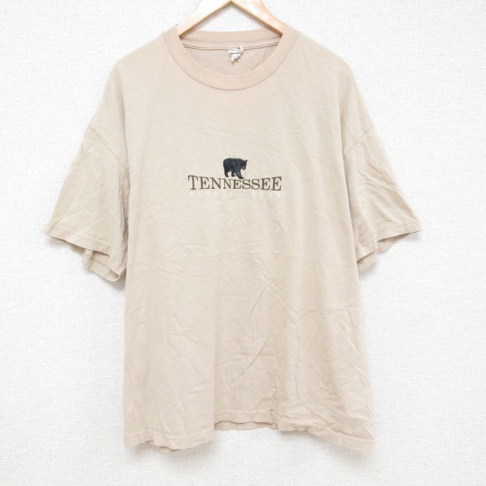半袖Tシャツ クマ刺繍 ベージュ XL | 古着