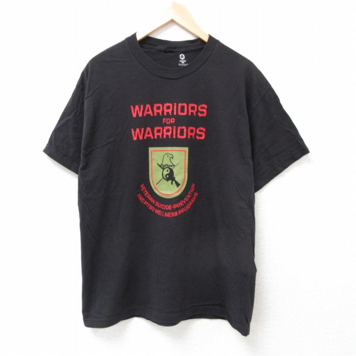 L★古着 半袖 Tシャツ メンズ ウォーリアーズ クルーネック 黒 ブラック 25jul05 中古
