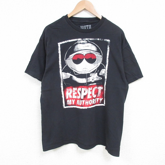 XL★古着 半袖 Tシャツ メンズ アニメ サウスパーク コットン クルーネック 黒 ブラック 25jul05 中古