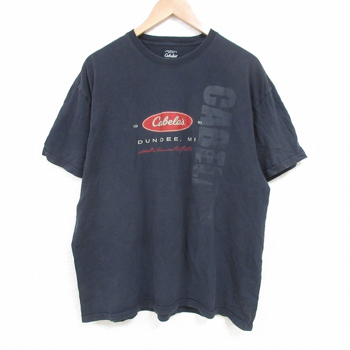 XL★古着 カベラス 半袖 Tシャツ メンズ ビッグロゴ コットン クルーネック 黒 ブラック 25jul05 中古