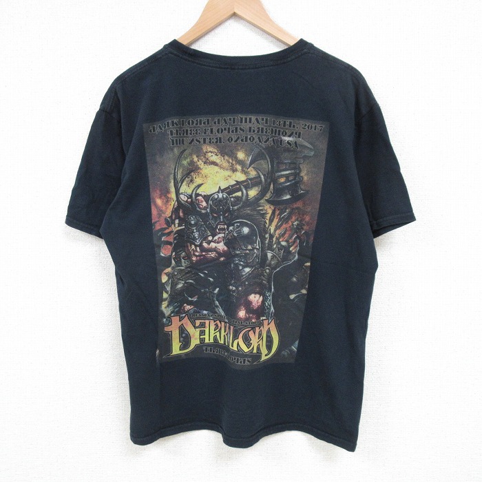 XL★古着 半袖 Tシャツ メンズ ダークロード クルーネック 黒 ブラック 25jul05 中古