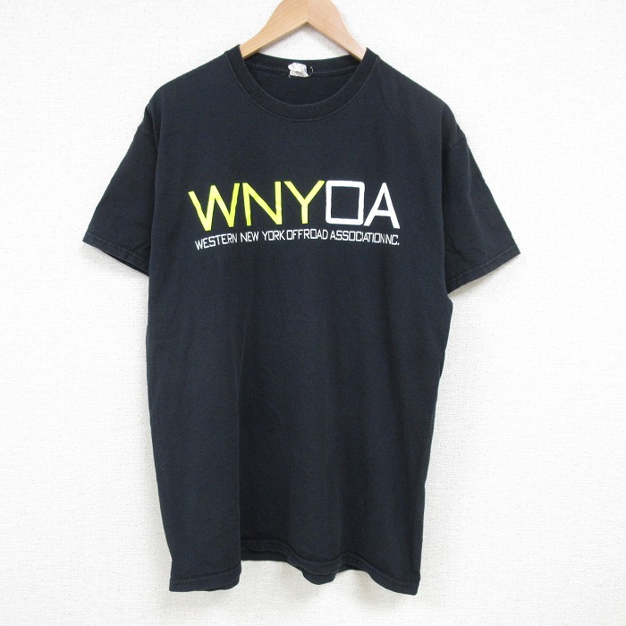XL★古着 半袖 Tシャツ メンズ WNYOYA コットン クルーネック 黒 ブラック 25jul05 中古