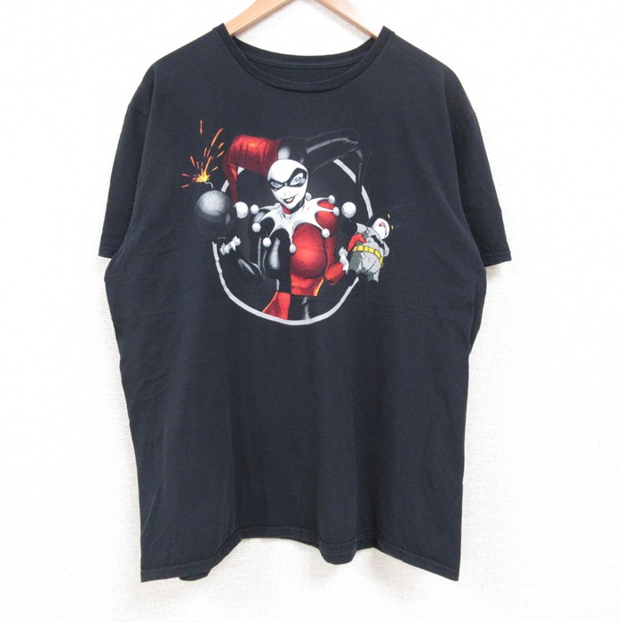 XL★古着 半袖 Tシャツ ハーレイクイン メンズ クルーネック 黒 ブラック 25jul14 中古