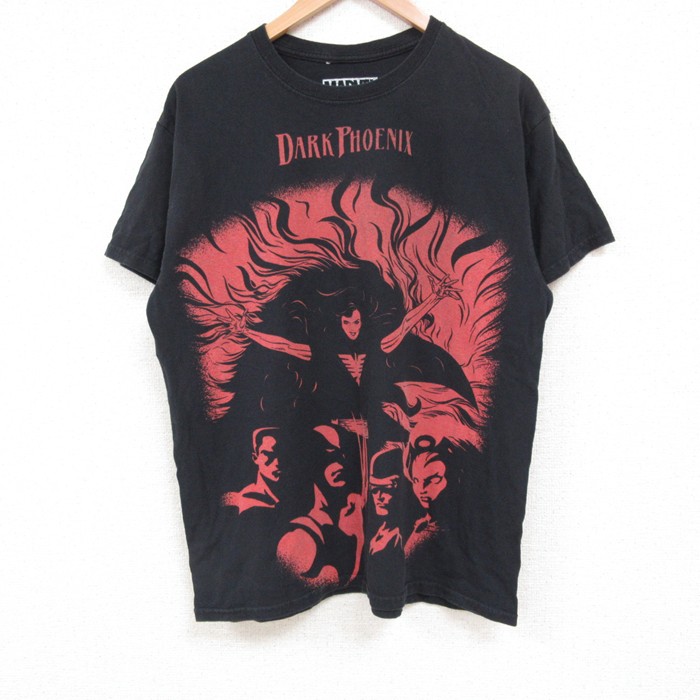 L★古着 半袖 Tシャツ メンズ ダークフェニックス クルーネック 黒 ブラック 25jul14 中古