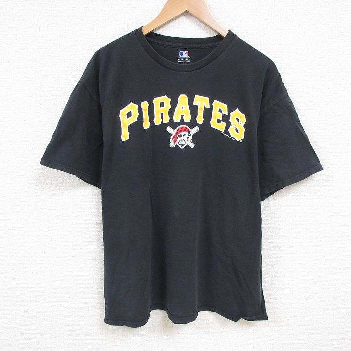 XL★古着 半袖 Tシャツ メンズ MLB ピッツバーグパイレーツ クルーネック 黒 ブラック メジャーリーグ ベースボール 野球 25jul09 中古
