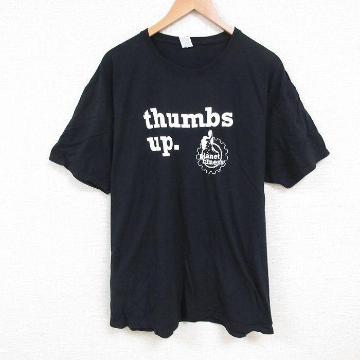 XL★古着 フルーツオブザルーム 半袖 Tシャツ メンズ thumbs コットン クルーネック 黒 ブラック 25jul09 中古