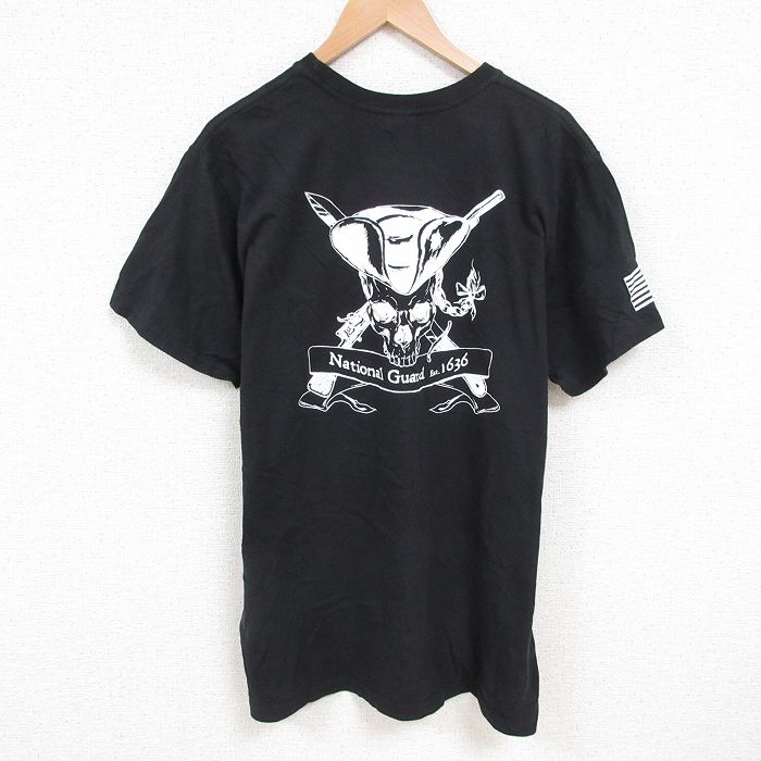 XL★古着 半袖 Tシャツ メンズ スカル 大きいサイズ コットン クルーネック USA製 黒 ブラック 25jul09 中古