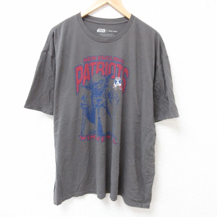 XL★古着 ジャンクフード JUNK FOOD 半袖 Tシャツ メンズ スターウォーズ STAR WARS ヨーダ 大きいサイズ コットン クルーネック 濃グレー 25jul12 中古