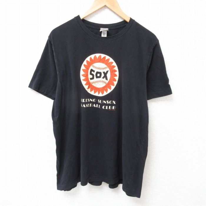 XL★古着 半袖 Tシャツ メンズ MLB シカゴホワイトソックス コットン クルーネック 黒 ブラック メジャーリーグ ベースボール 野球 25jul12 中古