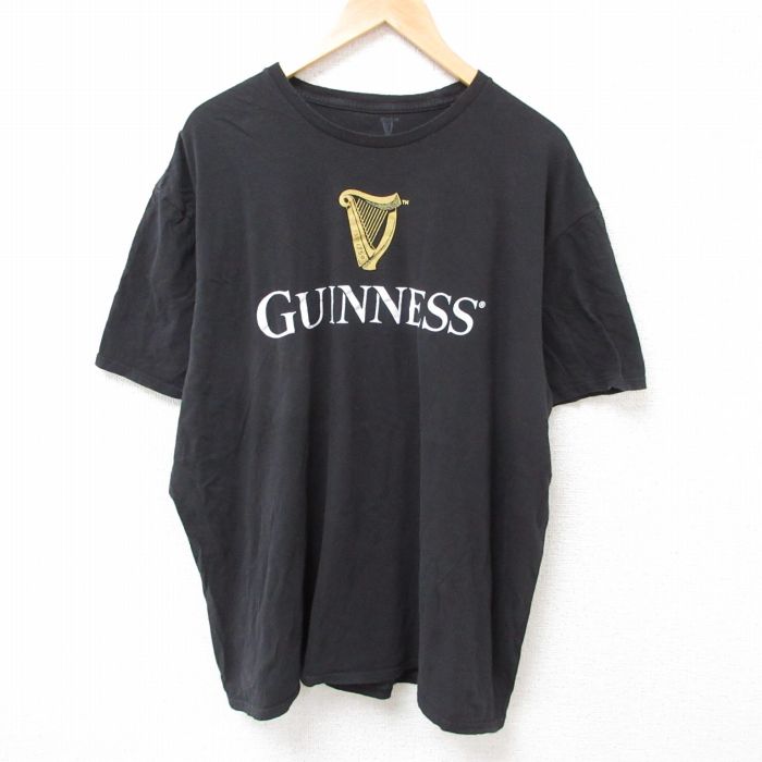 XL★古着 半袖 Tシャツ メンズ ギネス 大きいサイズ コットン クルーネック 黒 ブラック 25jul12 中古