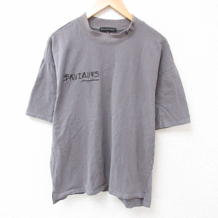 SAVIOUS 半袖Tシャツ 刺繍 グレー XL | 古着