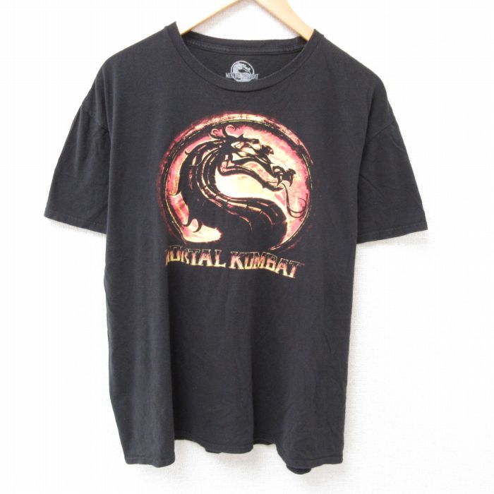 XL★古着 半袖 Tシャツ メンズ ゲーム モータルコンバット 大きいサイズ コットン クルーネック 黒 ブラック 25jul12 中古