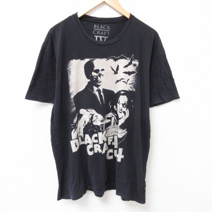 XL★古着 半袖 Tシャツ メンズ ブラッククラフト 大きいサイズ クルーネック 黒 ブラック 25jul12 中古