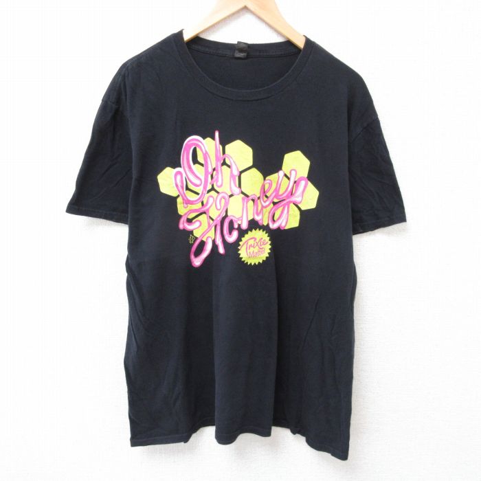 【50%OFF】XL★古着 半袖 Tシャツ メンズ Tnixie コットン クルーネック 黒 ブラック 25jul12 中古