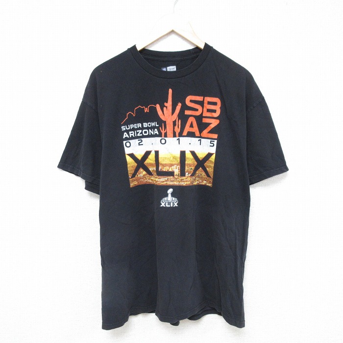 XL★古着 半袖 Tシャツ メンズ NFL アリゾナ クルーネック 黒 ブラック アメフト スーパーボウル 25jul15 中古