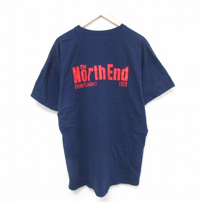【20%OFF】XL★古着 半袖 Tシャツ メンズ ノースエンド コットン クルーネック 紺 ネイビー 25jul15 中古
