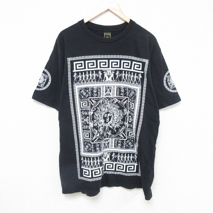 XL★古着 半袖 Tシャツ メンズ ラストキングス コットン クルーネック USA製 黒 ブラック 25jul15 中古