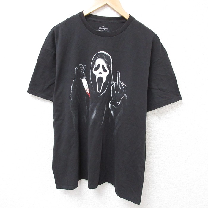 XL★古着 半袖 Tシャツ メンズ ホラー映画 スクリーム 大きいサイズ コットン クルーネック 黒 ブラック 【spe】 25jul15 中古