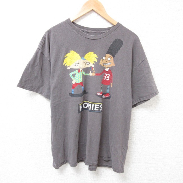 ニコロデオン 半袖Tシャツ ヘイアーノルド グレー XL | 古着