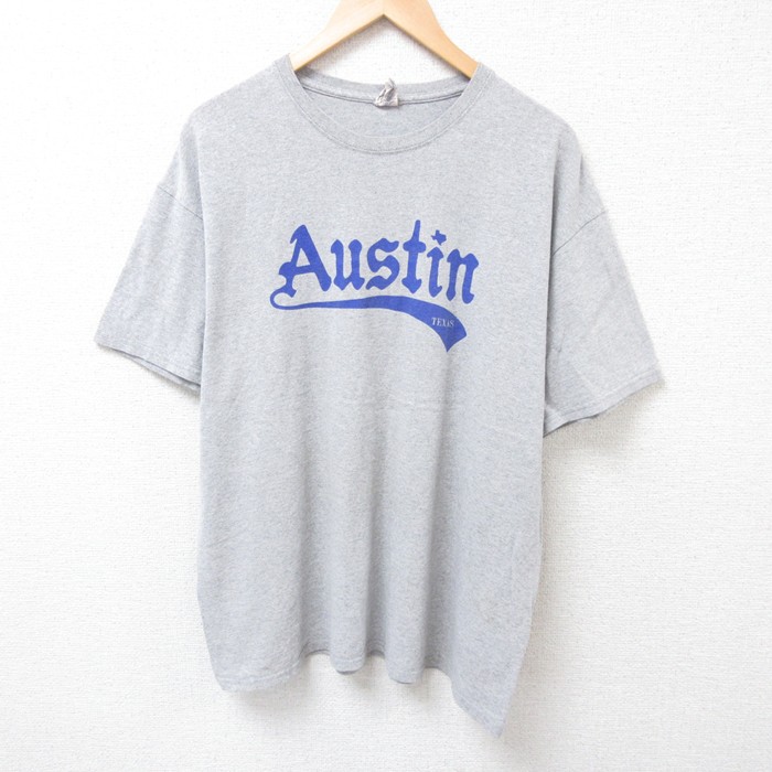 【50%OFF】XL★古着 半袖 Tシャツ メンズ オースティン クルーネック グレー 霜降り 25jul17 中古