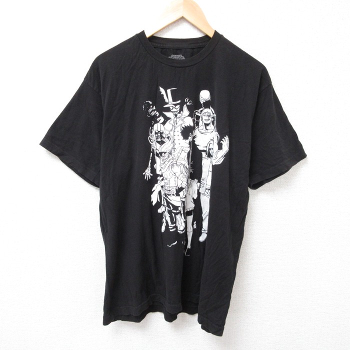 XL★古着 半袖 Tシャツ メンズ アニメ 僕のヒーローアカデミア 大きいサイズ コットン クルーネック 黒 ブラック 25jul17 中古