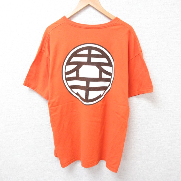 XL★古着 リップルジャンクション 半袖 Tシャツ メンズ アニメ ドラゴンボールZ 界王 大きいサイズ コットン クルーネック オレンジ 【spe】 25jul17 中古