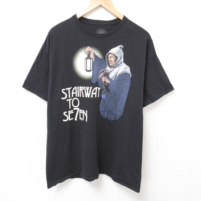 XL★古着 半袖 Tシャツ メンズ STAIRWAY クルーネック 黒 ブラック 25jul17 中古