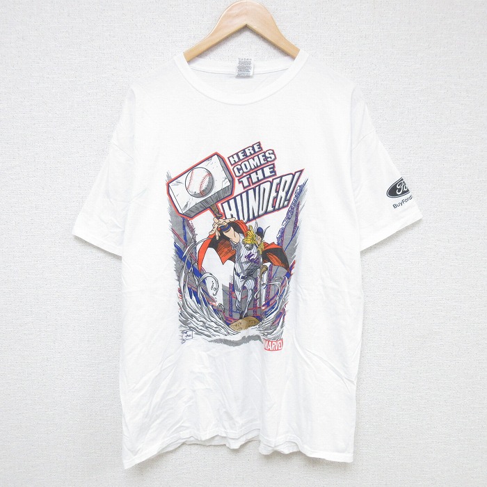 XL★古着 フルーツオブザルーム 半袖 Tシャツ メンズ マーベル マイティソー コットン クルーネック 白 ホワイト 25jul17 中古