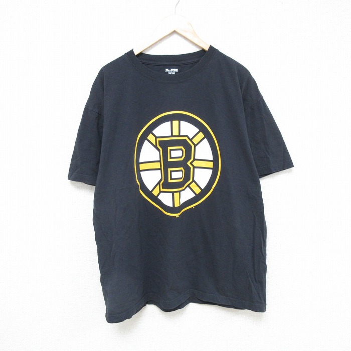 XL★古着 半袖 Tシャツ メンズ NHL ボストンブルーインズ ミランルチッチ 17 コットン クルーネック 黒 ブラック アイスホッケー 25jul18 中古
