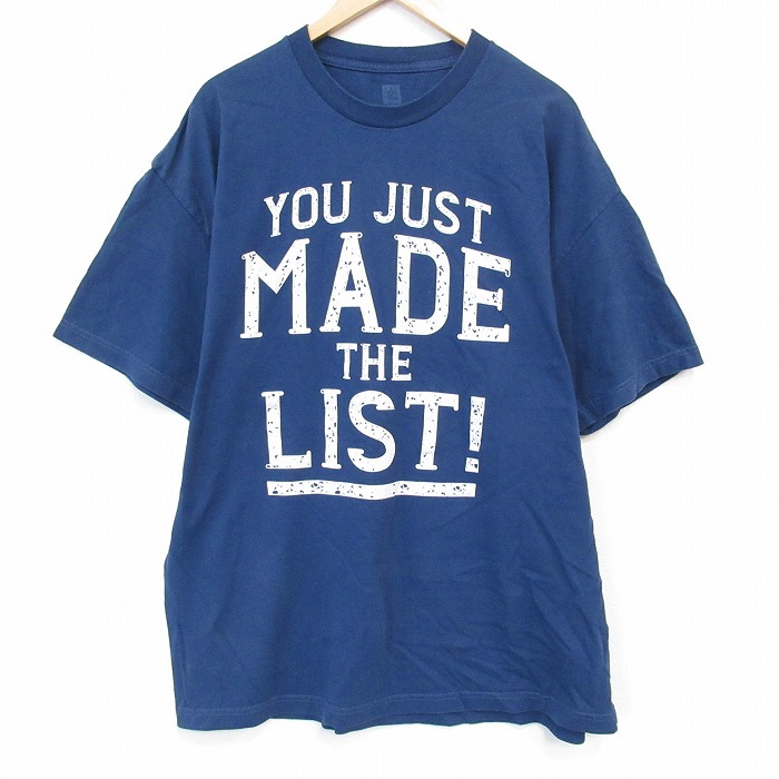 【20%OFF】XL★古着 半袖 Tシャツ メンズ ワールドプロレスリング クリスジェリコ 大きいサイズ クルーネック 紺 ネイビー 25jul24 中古