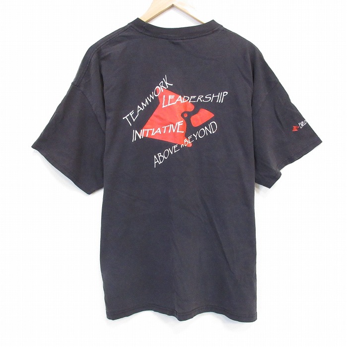 XL★古着 ヘインズ Hanes 半袖 Tシャツ メンズ 大きいサイズ コットン クルーネック 黒 ブラック チームワーク 25jul24 中古