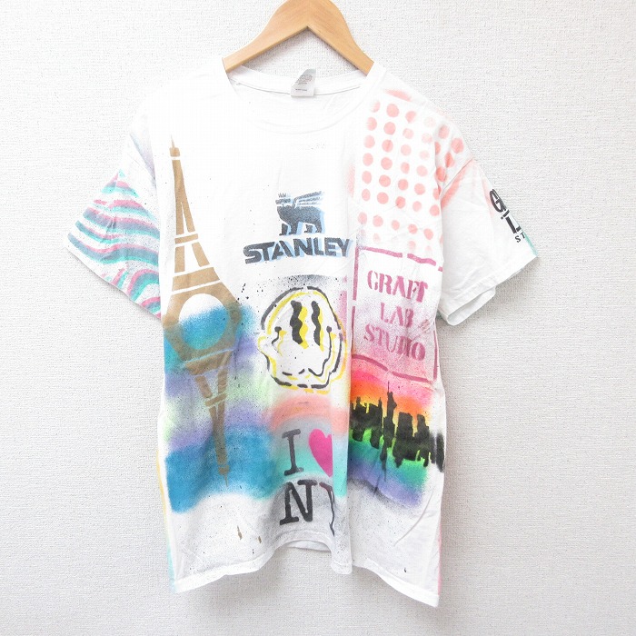 L★古着 ヘインズ Hanes 半袖 Tシャツ メンズ STANLEYコットン クルーネック 白 ホワイト 25jul24 中古