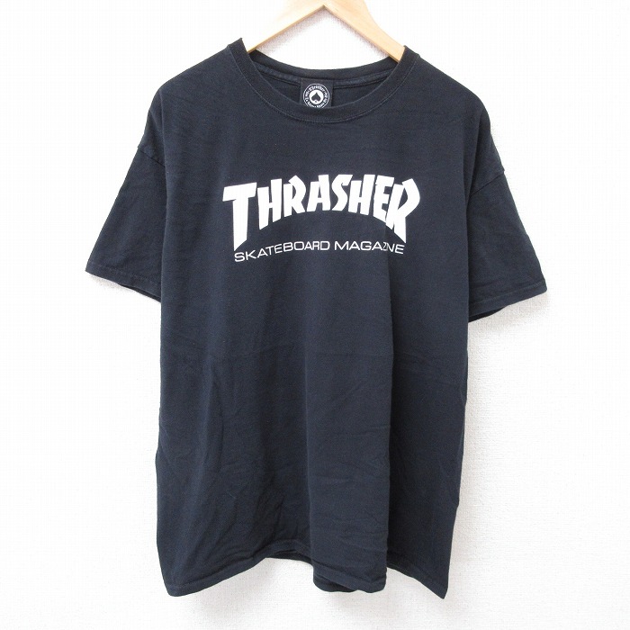 XL★古着 スラッシャー 半袖 Tシャツ メンズ ビッグロゴ 大きいサイズ クルーネック 黒 ブラック 25jul24 中古