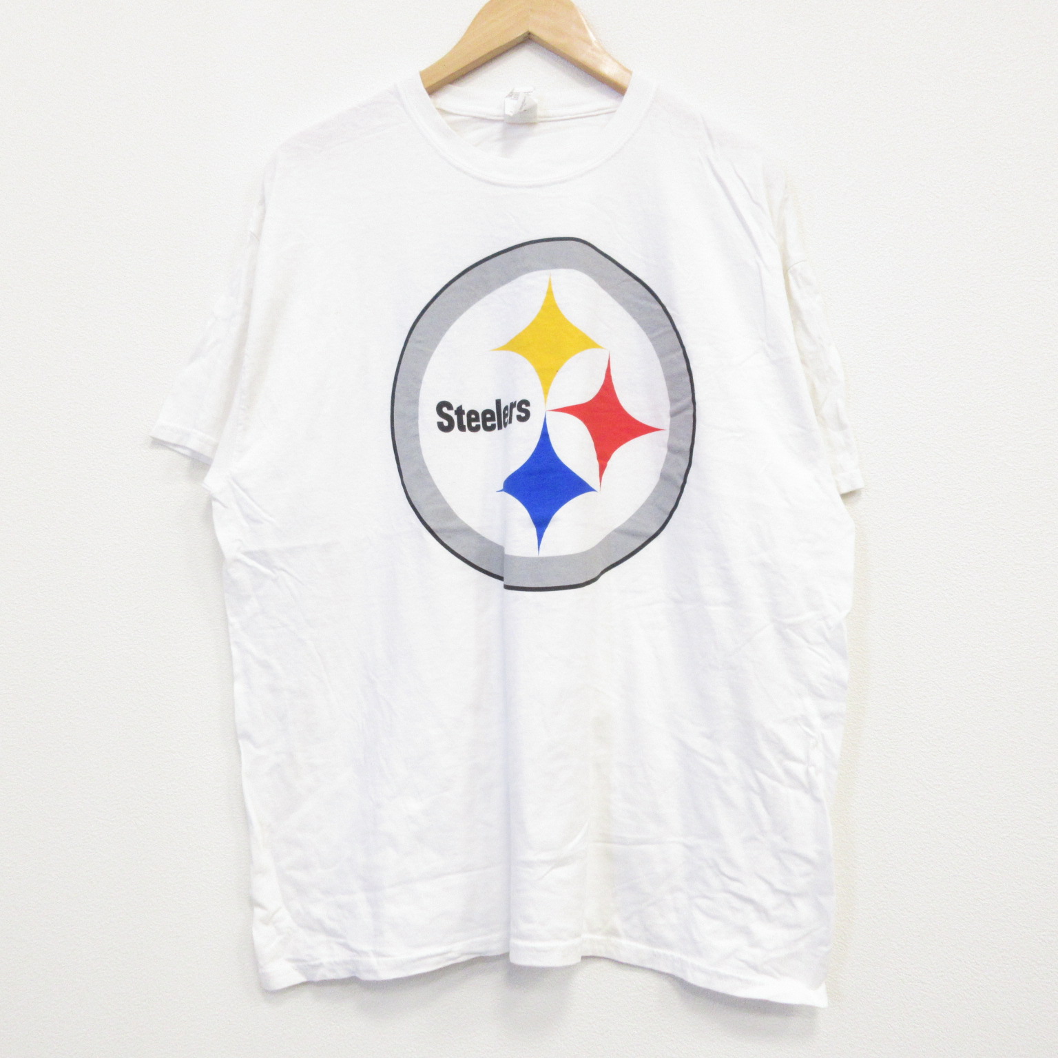 【20%OFF】XL★古着 半袖 Tシャツ メンズ NFL ピッツバーグスティーラーズ コットン クルーネック 白 ホワイト アメフト スーパーボウル 25jul19 中古