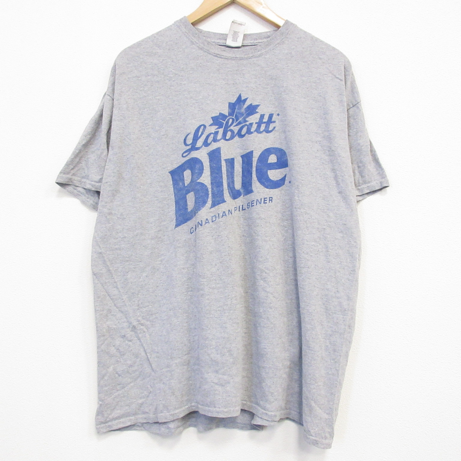 【50%OFF】L★古着 半袖 Tシャツ メンズ ラバット クルーネック グレー 霜降り 25jul19 中古