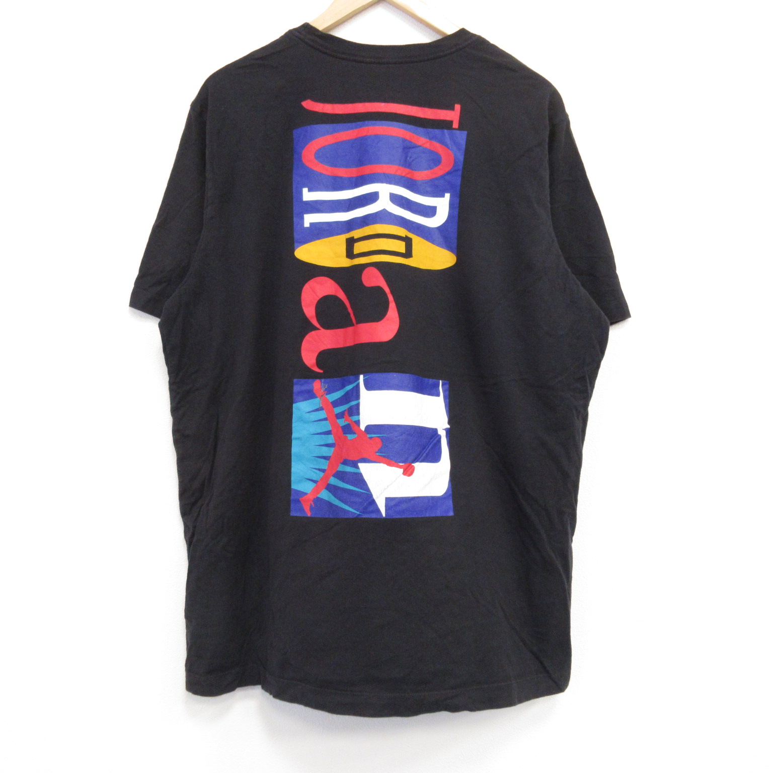 XL★古着 半袖 Tシャツ メンズ マイケルジョーダン エアジョーダン 大きいサイズ コットン クルーネック 黒 ブラック 25jul19 中古