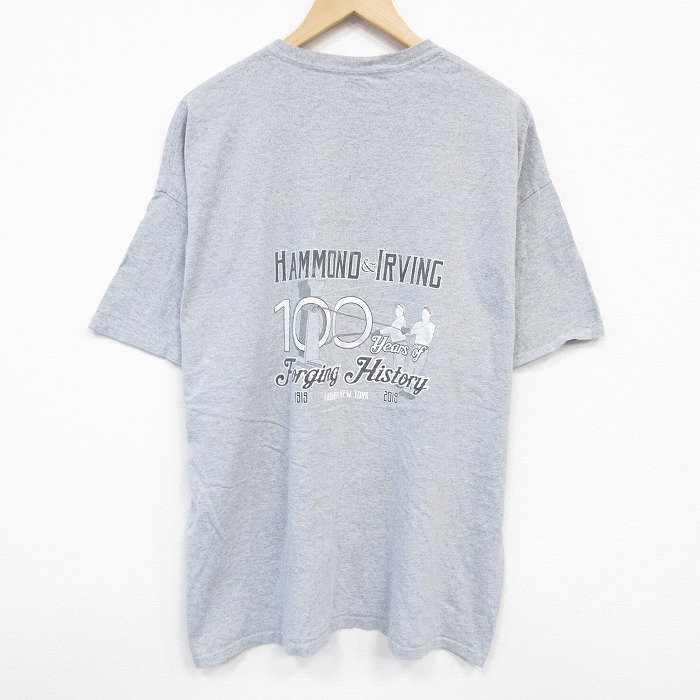 XL★古着 半袖 Tシャツ メンズ HAMMOND 大きいサイズ クルーネック グレー 霜降り 25jul22 中古