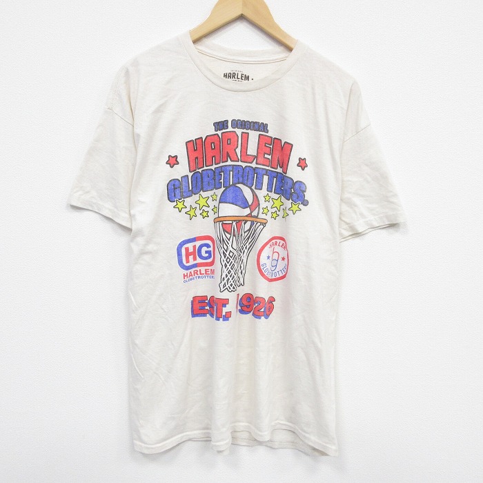 XL★古着 半袖 Tシャツ メンズ バスケットボール コットン クルーネック ベージュ カーキ 25jul22 中古