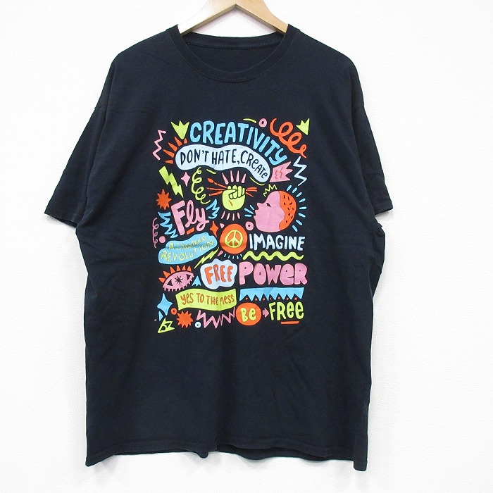 半袖Tシャツ ピースマーク ブラック XL | 古着