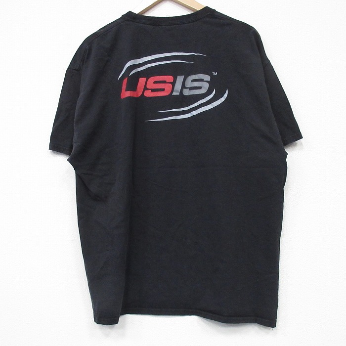 XL★古着 ヘインズ Hanes 半袖 Tシャツ メンズ USIS クルーネック 黒 ブラック 25jul22 中古