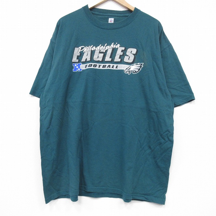 【50%OFF】XL★古着 半袖 Tシャツ メンズ NFL フィラデルフィアイーグルス コットン クルーネック 緑 グリーン アメフト スーパーボウル 25jul22 中古