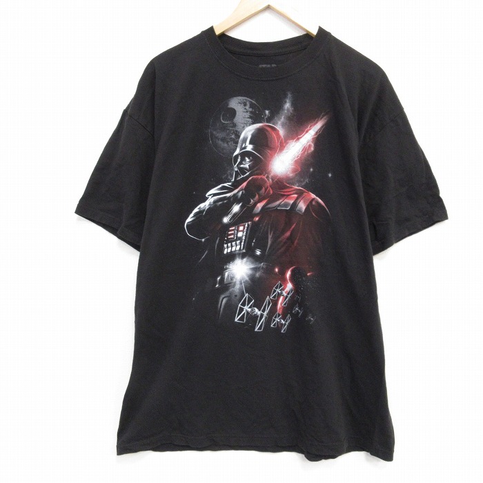 XL★古着 半袖 Tシャツ メンズ スターウォーズ STAR WARS ダースベイダー コットン クルーネック 黒 ブラック 25jul23 中古