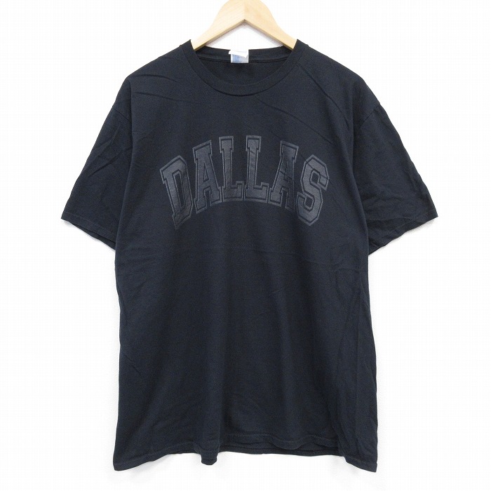 XL★古着 半袖 Tシャツ メンズ ダラス コットン クルーネック 黒 ブラック 25jul23 中古