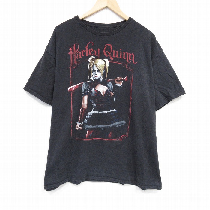 XL★古着 半袖 Tシャツ メンズ バットマン BATMAN ハーレクイン 大きいサイズ クルーネック 黒 ブラック 25jul23 中古