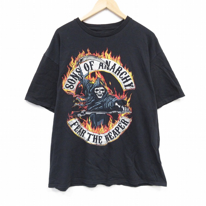 XL★古着 半袖 Tシャツ メンズ ドラマ サンズオブアナーキー サンオブアナーキー 大きいサイズ コットン クルーネック 黒 ブラック 25jul23 中古