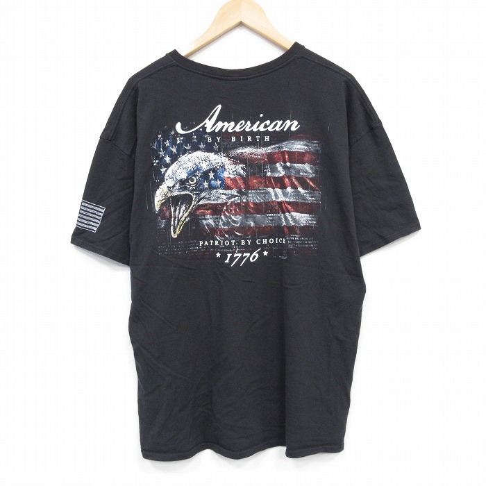 XL★古着 半袖 Tシャツ メンズ 鳥 大きいサイズ クルーネック 黒 ブラック 25jul23 中古