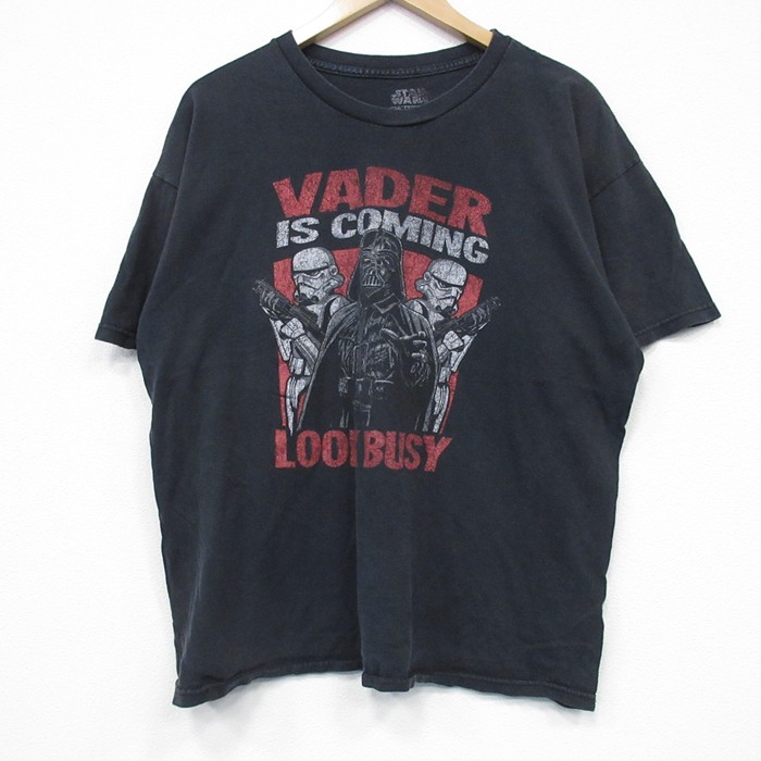 XL★古着 半袖 Tシャツ メンズ スターウォーズ STAR WARS ダースベイダー コットン クルーネック 黒 ブラック 25jul25 中古