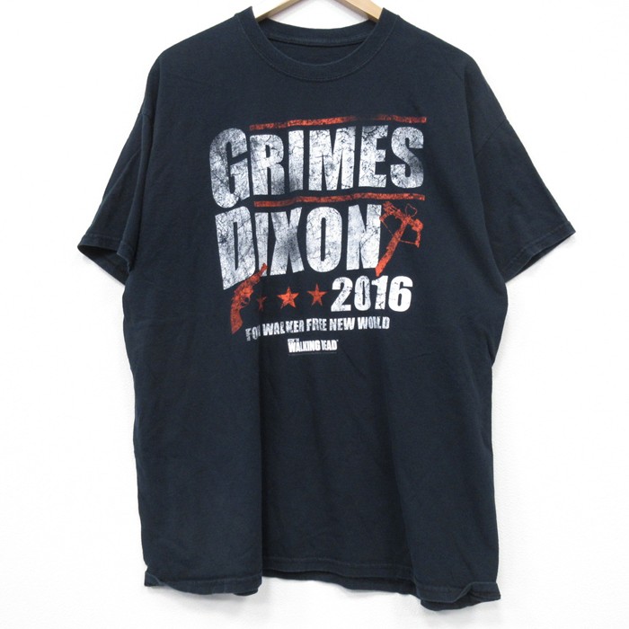 XL★古着 半袖 Tシャツ メンズ ドラマ ウォーキングデッド クルーネック 黒 ブラック 25jul25 中古