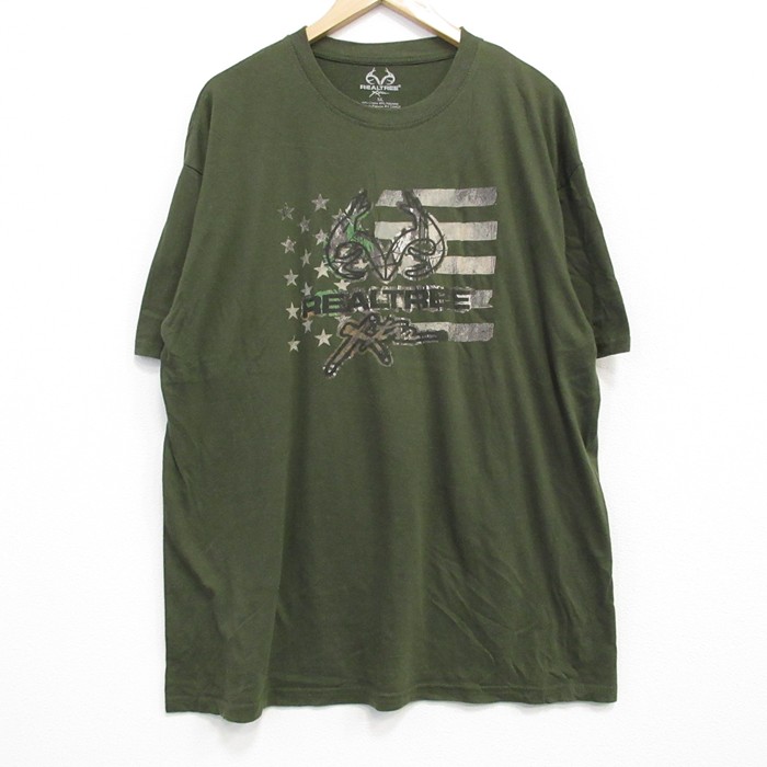 XL★古着 半袖 Tシャツ メンズ リアルツリー クルーネック 緑 グリーン 25jul25 中古